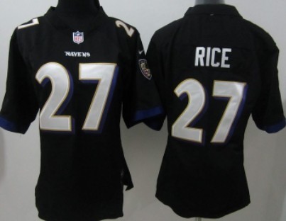 Nike Baltimore Ravens #27 Ray Rice Black Game Womens Jersey