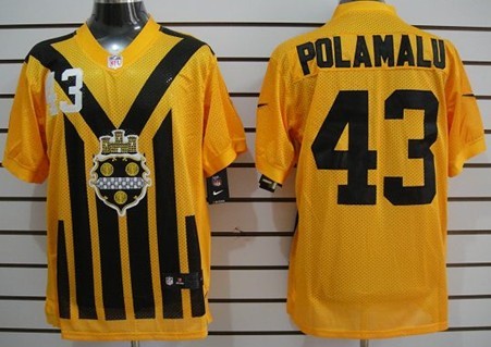 Nike Pittsburgh Steelers #43 Troy Polamalu 1933 Yellow Throwback Jersey 