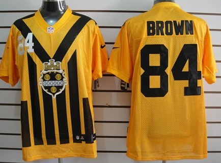 Nike Pittsburgh Steelers #84 Antonio Brown 1933 Yellow Throwback Jersey 