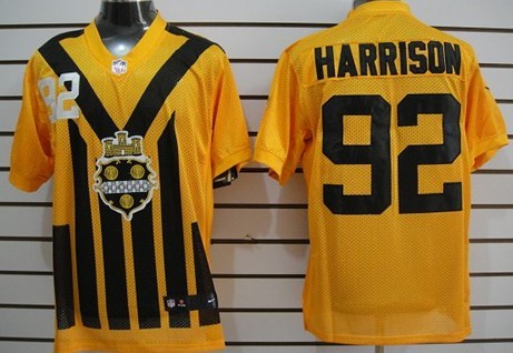 Nike Pittsburgh Steelers #92 James Harrison 1933 Yellow Throwback Jersey 