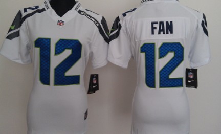 Nike Seattle Seahawks #12 Fan White Game Womens Jersey