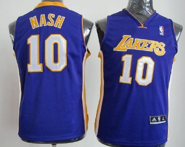 Los Angeles Lakers #10 Steve Nash Purple Kids Jersey