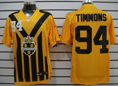 Nike Pittsburgh Steelers #94 Lawrence Timmons 1933 Yellow Throwback Jersey 