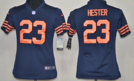 Nike Chicago Bears #23 Devin Hester Blue With Orange Game Kids Jersey 