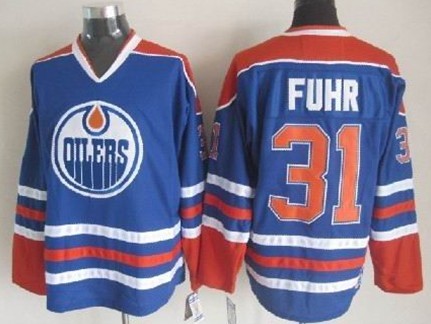 Edmonton Oilers #31 Grant Fuhr Royal Blue Throwback CCM Jersey 