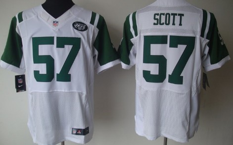 Nike New York Jets #57 Bart Scott White Elite Jersey