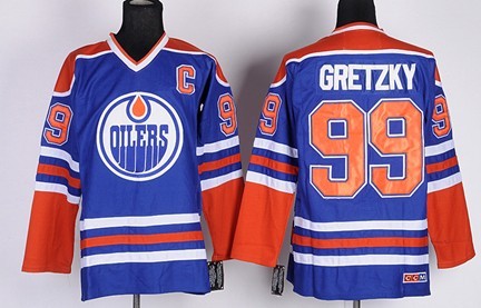 Edmonton Oilers #99 Wayne Gretzky Royal Blue Throwback CCM Jersey 