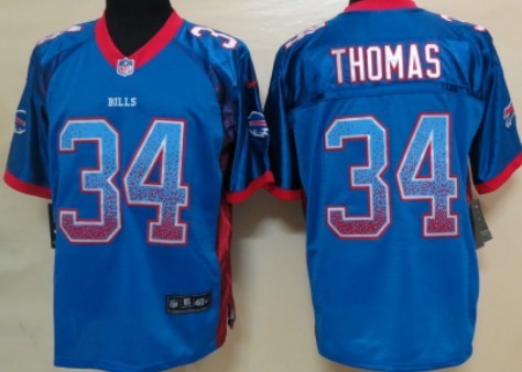 Nike Buffalo Bills #34 Thurman Thomas Drift Fashion Blue Elite Jersey 