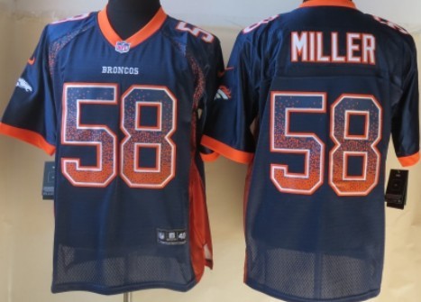 Nike Denver Broncos #58 Von Miller Drift Fashion Blue Elite Jersey 