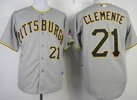 Pittsburgh Pirates #21 Roberto Clemente Gray Cool Base Jersey 