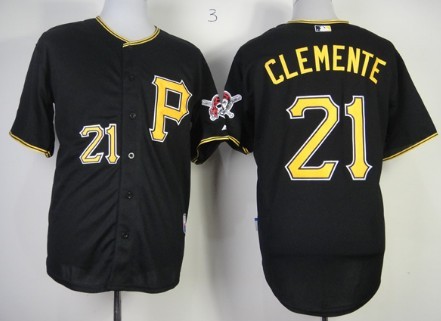 Pittsburgh Pirates #21 Roberto Clemente Black Cool Base Jersey 