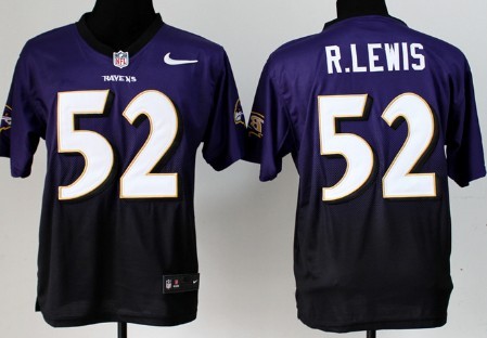 Nike Baltimore Ravens #52 Ray Lewis Purple/Black Fadeaway Elite Jersey 