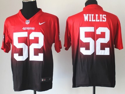 Nike San Francisco 49ers #52 Patrick Willis Red/Black Fadeaway Elite Jersey 