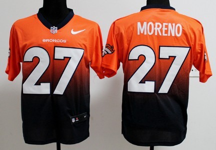 Nike Denver Broncos #27 Knowshon Moreno Orange/Blue Fadeaway Elite Jersey 