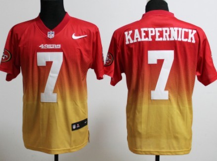 Nike San Francisco 49ers #7 Colin Kaepernick Red/Gold Fadeaway Elite Jersey 