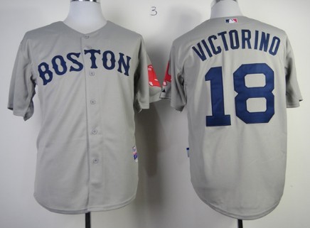 Boston Red Sox #18 Shane Victorino Gray Jersey 