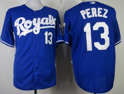 Kansas City Royals #13 Salvador Perez Navy Blue Jersey 