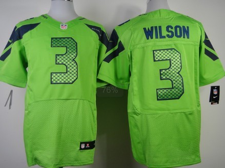 Nike Seattle Seahawks #3 Russell Wilson Green Elite Jersey