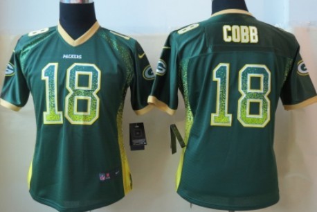 Nike Green Bay Packers #18 Randall Cobb Drift Fashion Green Womens Jersey 