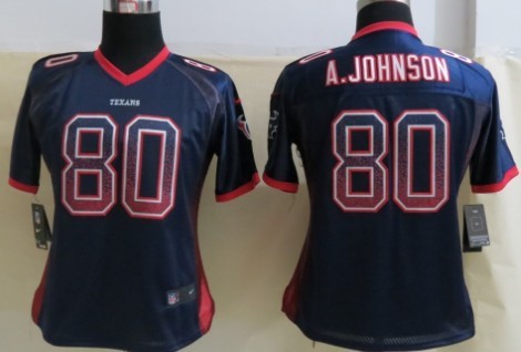 Nike Houston Texans #80 Andre Johnson Drift Fashion Blue Womens Jersey 