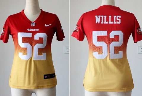 Nike San Francisco 49ers #52 Patrick Willis Red/Gold Fadeaway Womens Jersey 