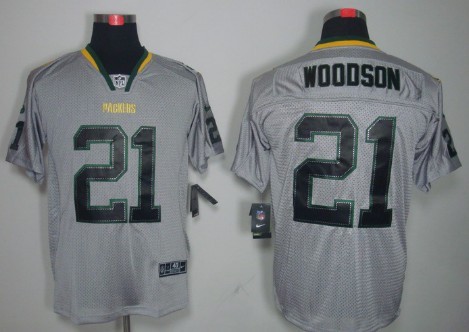 Nike Green Bay Packers #21 Charles Woodson Lights Out Gray Elite Jersey 