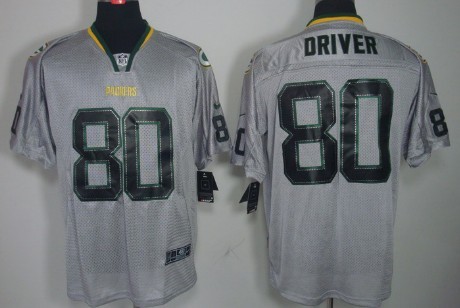 Nike Green Bay Packers #80 Donald Driver Lights Out Gray Elite Jersey 