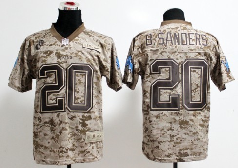 Nike Detroit Lions #20 Barry Sanders 2013 USMC Camo Elite Jersey 