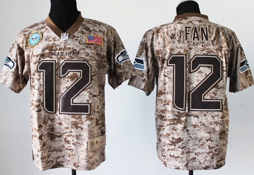 Nike Seattle Seahawks #12 Fan 2013 USMC Camo Elite Jersey