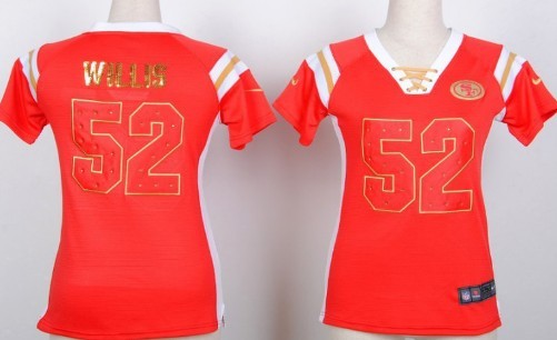 Nike San Francisco 49ers #52 Patrick Willis Drilling Sequins Red Womens Jersey