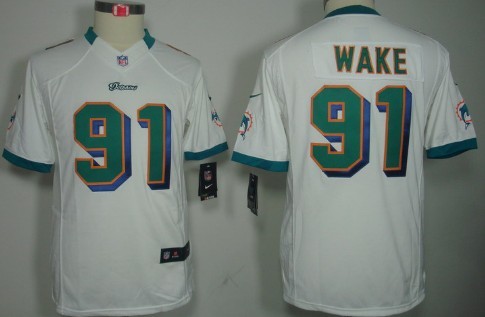 Nike Miami Dolphins #91 Cameron Wake White Limited Kids Jersey 