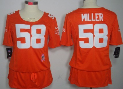 Nike Denver Broncos #58 Von Miller Breast Cancer Awareness Orange Womens Jersey 