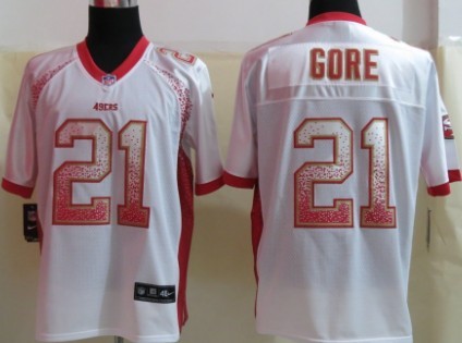 Nike San Francisco 49ers #21 Frank Gore Drift Fashion White Elite Jersey 