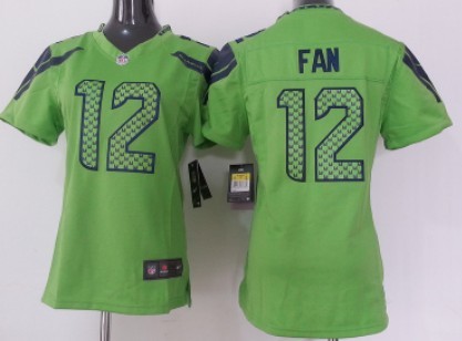 Nike Seattle Seahawks #12 Fan Green Game Womens Jersey  