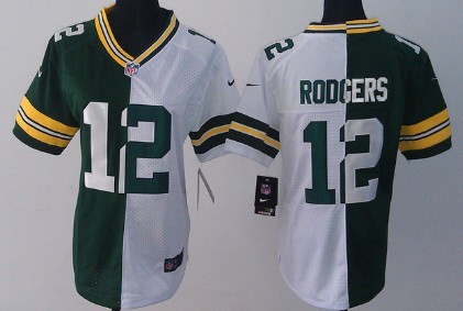 Nike Green Bay Packers #12 Aaron Rodgers Green/White Two Tone Womens Jersey 