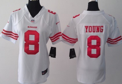 Nike San Francisco 49ers #8 Steve Young White Game Womens Jersey 