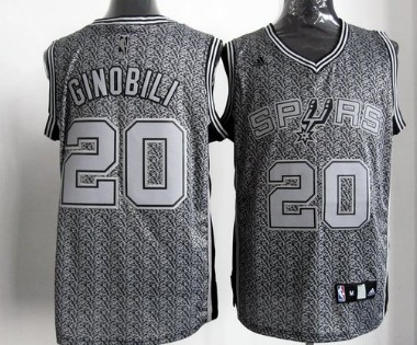 San Antonio Spurs #20 Manu Ginobili Gray Static Fashion Jersey 