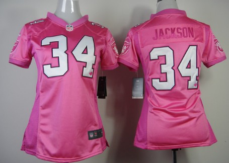 Nike Oakland Raiders #34 Bo Jackson Pink Love Womens Jersey 