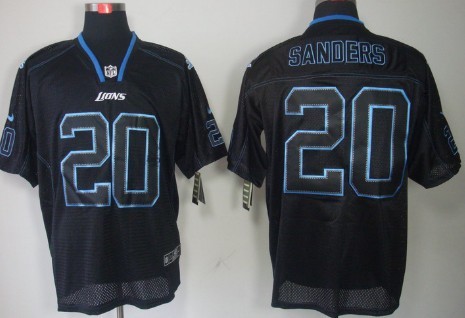 Nike Detroit Lions #20 Barry Sanders Lights Out Black Elite Jersey 