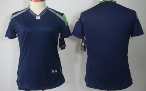 Nike Seattle Seahawks Blank Navy Blue Limited Womens Jersey 