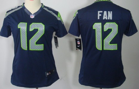 Nike Seattle Seahawks #12 Fan Navy Blue Limited Womens Jersey 