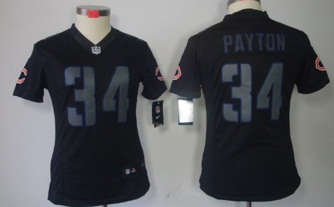 Nike Chicago Bears #34 Walter Payton Black Impact Limited Womens Jersey 