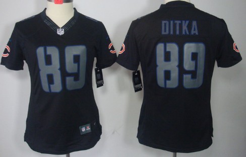 Nike Chicago Bears #89 Mike Ditka Black Impact Limited Womens Jersey 