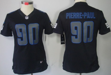 Nike New York Giants #90 Jason Pierre-Paul Black Impact Limited Womens Jersey 