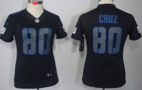 Nike New York Giants #80 Victor Cruz Black Impact Limited Womens Jersey 