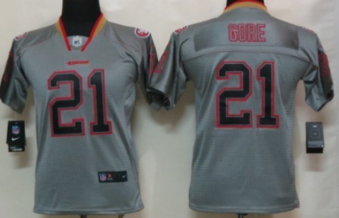 Nike San Francisco 49ers #21 Frank Gore Lights Out Gray Kids Jersey 