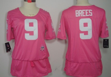 Nike New Orleans Saints #9 Drew Brees Breast Cancer Awareness Pink Womens Jersey 