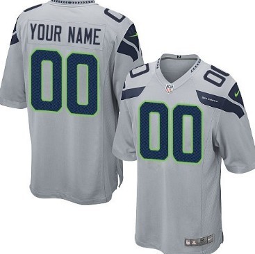 Men's Nike Seattle Seahawks Customized Gray Game Jersey 