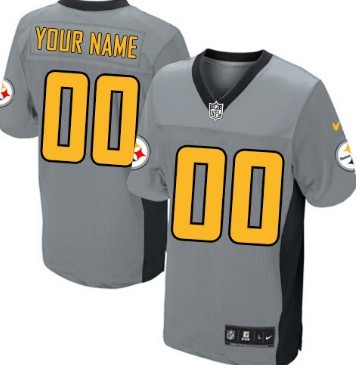 Men's Nike Pittsburgh Steelers Customized Gray Shadow Elite Jersey