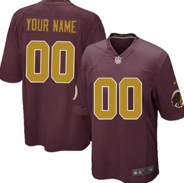 Kids' Nike Washington Redskins Customized Red With Gold Game Jersey 